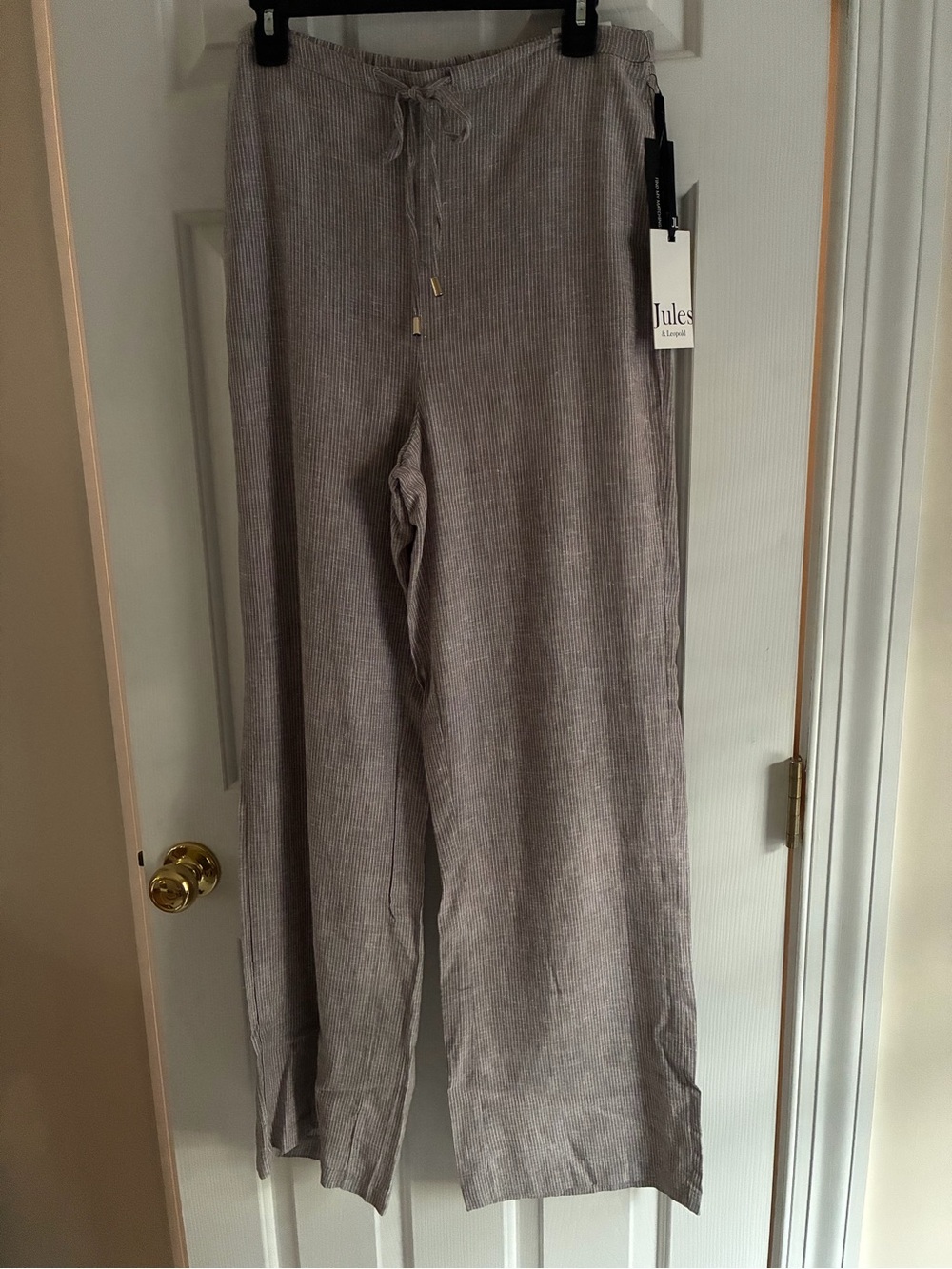 Jules & Leopold Linen Blend Wide-Leg Pants in Light Taupe Size S